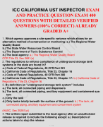 ICC CALIFORNIA UST INSPECTOR EXAM AND PRACTICE QUESTION EXAM 400 QUESTIONS WITH DETAILED VERIFIED ANSWERS (100% CORRECT) ALREADY GRADED A+
