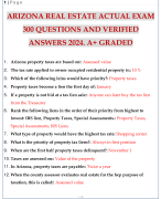 ARIZONA REAL ESTATE ACTUAL EXAM 300 QUESTIONS AND VERIFIED ANSWERS 2024. A+ GRADED