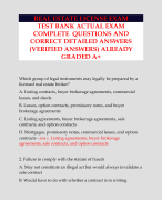 REAL ESTATE LICENSE EXAM TEST BANK ACTUAL EXAM COMPLETE QUESTIONS AND CORRECT DETAILED ANSWERS (VERIFIED ANSWERS) ALREADY GRADED A+