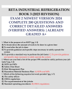 RETA INDUSTRIAL REFRIGERATION BOOK 3 (2023 REVISION) 2024 200 QUESTIONS AND ANSWERS ALREADY GRADED AND VERIFIED CORRECTLY