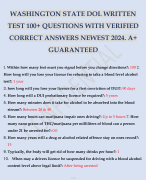 WASHINGTON STATE DOL WRITTEN TEST 100+ QUESTIONS WITH VERIFIED CORRECT ANSWERS NEWEST 2024. A+ GUARANTEED