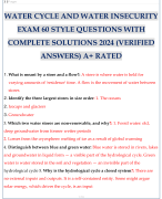 WATER CYCLE AND WATER INSECURITY EXAM 60 STYLE QUESTIONS WITH COMPLETE SOLUTIONS 2024 (VERIFIED ANSWERS) A+ RATED