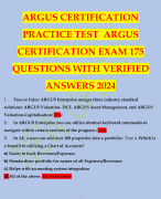 ARGUS CERTIFICATION PRACTICE TEST  ARGUS CERTIFICATION EXAM 175 QUESTIONS WITH VERIFIED ANSWERS 2024