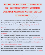 ATI MATERNITY PROCTORED EXAM 100+ QUESTIONS WITH VERIFIED CORRECT ANSWERS NEWEST 2024. A+ GUARANTEED