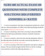 NURS 480 ACTUAL EXAM 100 QUESTIONS WITH COMPLETE SOLUTIONS 2024 (VERIFIED ANSWERS) A+ RATED