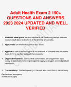 Adult Health Exam 2 150+ QUESTIONS AND ANSWERS 2023 2024 UPDATED AND WELL VERIFIED