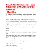 NCLEX RN NUTRITION 2024 - 2025  PREDICTOR EXAM WITH VERIFIED  ANSWERS  GRADED A+
