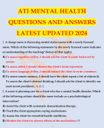 ATI MENTAL HEALTH QUESTIONS AND ANSWERS LATEST UPDATED 2024