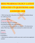 HESI PHARMACOLOGY LATEST UPDATED 175 QUESTIONS AND ANSWERS 2024