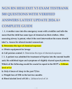 NGN RN HESI EXIT V3 EXAM TESTBANK 500 QUESTIONS WITH VERIFIED ANSWERS LATEST UPDATE 2024.A+ COMPLETE GUIDE