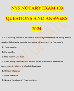 NYS NOTARY EXAM 100 QUESTIONS AND ANSWERS 2024