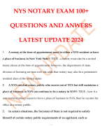 NYS NOTARY EXAM 100+ QUESTIONS AND ANWERS LATEST UPDATE 2024