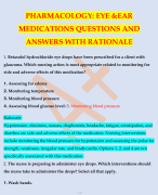 PHARMACOLOGY  EYE &EAR MEDICATIONS QUESTIONS AND ANSWERS WITH RATIONALE 