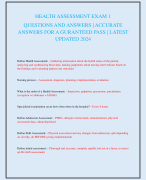 HEALTH ASSESSMENT EXAM 1 QUESTIONS AND ANSWERS | ACCURATE ANSWERS FOR A GURANTEED PASS | LATEST UPDATED 2024