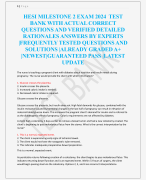 HESI MILESTONE 2 EXAM 2024 TEST  BANK WITH ACTUAL CORRECT  QUESTIONS AND VERIFIED DETAILED  RATIONALES ANSWERS BY EXPERTS  |FREQUENTLY TESTED QUESTIONS AND  SOLUTIONS |ALREADY GRADED A+  |NEWEST|GUARANTEED PASS |LATEST  UPDATEHESI MILESTONE 2 EXAM 2024 TEST  BANK WITH ACTUAL CORRECT  QUESTIONS AND VERIFIED DETAILED  RATIONALES ANSWERS BY EXPERTS  |FREQUENTLY TESTED QUESTIONS AND  SOLUTIONS |ALREADY GRADED A+  |NEWEST|GUARANTEED PASS |LATEST  UPDATE