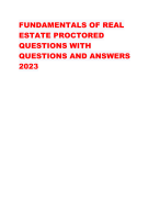 FUNDAMENTALS OF REAL ESTATE PROCTORED QUESTIONS WITH QUESTIONS AND ANSWERS 2023    