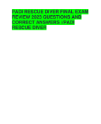 PADI RESCUE DIVER FINAL EXAM REVIEW 2023 QUESTIONS AND CORRECT ANSWERS //PADI RESCUE DIVER 