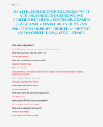 PA APPRAISER LICENCE EXAMS 2024 WITH  ACTUAL CORRECT QUESTIONS AND  VERIFIED DETAILED ANSWERS BY EXPERTS  |FREQUENTLY TESTED QUESTIONS AND  SOLUTIONS |ALREADY GRADED A+ |NEWEST  |GUARANTEED PASS |LATEST UPDATE