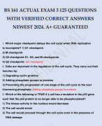 BS 161 ACTUAL EXAM 3 125 QUESTIONS WITH VERIFIED CORRECT ANSWERS NEWEST 2024. A+ GUARANTEED