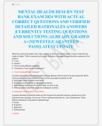 MENTAL HEALTH HESI RN TEST  BANK EXAM 2024 WITH ACTUAL  CORRECT QUESTIONS AND VERIFIED  DETAILED RATIONALES ANSWERS  |CURRENTLY TESTING QUESTIONS  AND SOLUTIONS |ALREADY GRADED  A+|NEWEST|GUARANTEED  PASS|LATEST UPDATE