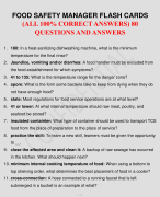 FOOD SAFETY MANAGER FLASH CARDS (ALL 100% CORRECT ANSWERS) 80 QUESTIONS AND ANSWERS