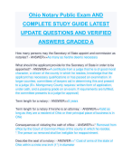 Ohio Notary Public Exam AND  COMPLETE STUDY GUIDE LATEST  UPDATE QUESTIONS AND VERIFIED  ANSWERS GRADED A