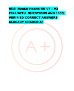 HESI Mental Health RN V1 – V3 2024 WITH QUESTIONS AND 100% VERIFIED CORRECT ANSWERS ALREADY GRADED A+