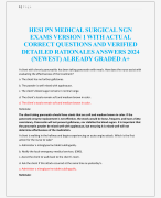 HESI PN MEDICAL SURGICAL NGN  EXAMS VERSION 1 WITH ACTUAL  CORRECT QUESTIONS AND VERIFIED  DETAILED RATIONALES ANSWERS 2024  (NEWEST) ALREADY GRADED A+