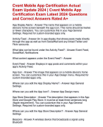 Cvent Mobile App Certification Actual  Exam Update 2024 | Verified Cvent Mobile App  Certification Exam Latest 2024 Questions  and Correct Answers Rated A+ | Cvent Mobile App Certification QuizExam with Accurate Solutions ARanking  Allverified