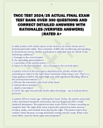 TNCC TEST 2024/25 ACTUAL FINAL EXAM  TEST BANK OVER 300 QUESTIONS AND  CORRECT DETAILED ANSWERS WITH  RATIONALES (VERIFIED ANSWERS)  |RATED A+
