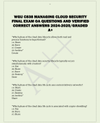 WGU C838 MANAGING CLOUD SECURITY  FINAL EXAM OA QUESTIONS AND VERIFIED  CORRECT ANSWERS 2024-2025/GRADED  A+