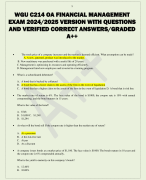 WGU C214 OA FINANCIAL MANAGEMENT  EXAM 2024/2025 VERSION WITH QUESTIONS  AND VERIFIED CORRECT ANSWERS/GRADED  A++
