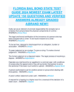 FLORIDA BAIL BOND STATE TEST  GUIDE 2024 NEWEST EXAM LATEST  UPDATE 150 QUESTIONS AND VERIFIED  ANSWERS ALREADY GRADED  A|BRAND NEW!!
