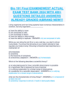 Bio 191 Final EXAM|NEWEST ACTUAL  EXAM TEST BANK 2024 WITH 400+ QUESTIONS DETAILED ANSWERS  ALREADY GRADED A|BRAND NEW!!!