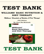WILLIAMS' BASIC NUTRITION & DIET THERAPY (Williams' Essentials of Nutrition & Diet Therapy) 15TH EDITION BY STACI NIX MCINTOSH TEST BANK