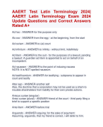 AAERT Latin Terminology Exam 2024  Update Questions and Correct Answers  Rated A+ | AAERT  Latin Terminology Test Exam 2024 QuizExam with AccurateSolutions ARanking 
