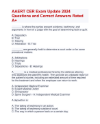 AAERT CER Exam Update 2024 Questions and Correct Answers Rated  A+ | Verified AAERT CER QuizExam with AccurateSolutions ARanking 