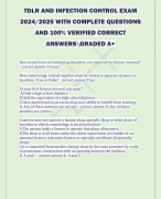 TDLR AND INFECTION CONTROL EXAM  2024/2025 WITH COMPLETE QUESTIONS  AND 100% VERIFIED CORRECT  ANSWERS\GRADED A+