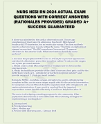 NURS HESI RN 2024 ACTUAL EXAM  QUESTIONS WITH CORRECT ANSWERS (RATIONALES PROVIDED) GRADED A+ SUCCESS GUARANTEED