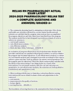 RELIAS RN PHARMACOLOGY ACTUAL EXAM LATEST 2024-2025 PHARMACOLOGY RELIAS TEST A COMPLETE QUESTIONS AND  ANSWERS/GRADED A+