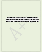 WGU C214 OA FINANCIAL MANAGEMENT  PRE-TEST EXAM 2024 WITH QUESTIONS AND  VERIFIED CORRECT ANSWERS/GRADED A+