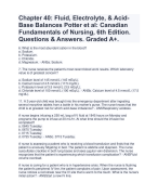 Chapter 40: Fluid, Electrolyte, & Acid-Base Balances Potter et al: Canadian Fundamentals of Nursing, 6th Edition. Questions & Answers. Graded A+.