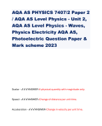 AQA AS PHYSICS 7407/2 Paper 2 / AQA AS Level Physics - Unit 2, AQA AS Level Physics - Waves, Physics Electricity AQA AS, Photoelectric Question Paper & Mark scheme 2023