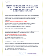 HESI RN MENTAL HEALTH FINAL EXAM 2024-ACTUAL EXAM WITH 200 QUESTIONS AND 100% VERIFIED SOLUTIONS WITH RATIONALES-COMPLETE
