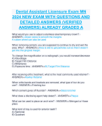 Dental Assistant Licensure Exam MN  2024 NEW EXAM WITH QUESTIONS AND  DETAILED ANSWERS (VERIFIED  ANSWERS) ALREADY GRADED A
