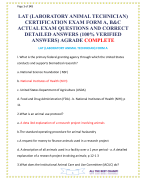 LAT (LABORATORY ANIMAL TECHNICIAN) CERTIFICATION EXAM FORM A, B&C ACTUAL EXAM QUESTIONS AND CORRECT DETAILED ANSWERS (100% VERIFIED ANSWERS) AGRADE COMPLETE