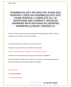 PHARMACOLOGY RN HESI EXIT EXAM 2024 VERSION 3-HESI RN PHARMACOLOGY EXIT EXAM VERSION 3 COMPLETE ALL 55 QUESTIONS AND CORRECT DETAILED ANSWERS WITH RATIONALES (VERIFIED ANSWERS) ALREADY GRADED A+