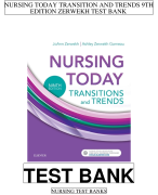 TEST BANK FOR NURSING TODAY TRANSITION AND TRENDS 10TH EDITION BY ZERWEKH All Chapters 1 - 26 Included