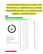 STRAIGHTERLINE BIO 201 ANATOMY AND  PHYSIOLOGY I- COMPLETE FULL COURSE  SEPTEMBER 2021-2025 ( ALL QUIZZES WITH  CORRECT ANSWERS SHOWN)