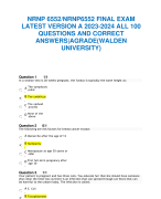 NRNP 6552/NRNP6552 FINAL EXAM LATEST VERSION A 2023-2024 ALL 100  QUESTIONS AND CORRECT  ANSWERS|AGRADE(WALDEN  UNIVERSITY)